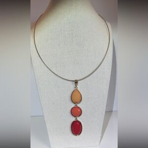 💖 Multi-Color (Fuschia/Pink/Peach) Stacked Pendant Necklace